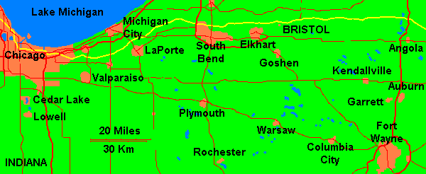 Map of northern Indiana